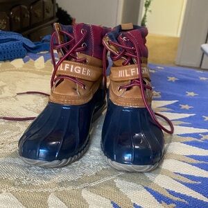 Tommy Hilfiger Blue and Tan Rain Boots